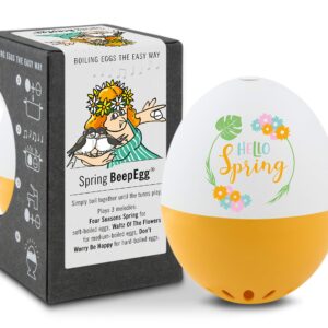 Brainstream BeepEgg Cook Perfect Soft, Medium, or Hard Boiled Favorite Tunes Singing and Floating Egg Timer, Spring Orange