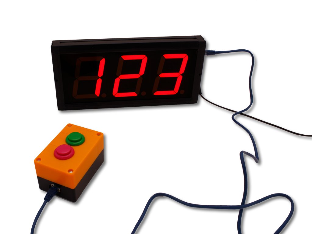 EU 4 Inch Char High 3 Digits LED Clock (Red+Buttons)