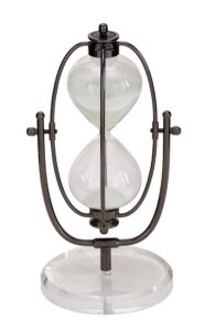 deco 79 sophisticated metal glass acrylic sand timer, black, 6”l x 6”w x 12”h, (53422)
