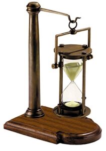 authentic models, 30 min hourglass with stand, wooden vintage collection, 7.3" x 5.1" x 10" - bronze finish