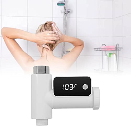 Shower Thermometer Bath Water Temperature Meter Tester LED Display G1/2 Read Thermometers for Home Bathroom Kitchen 5℃ to 85℃ (White)