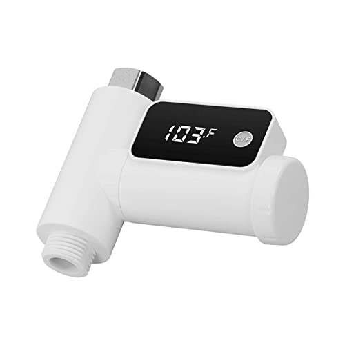 Shower Thermometer Bath Water Temperature Meter Tester LED Display G1/2 Read Thermometers for Home Bathroom Kitchen 5℃ to 85℃ (White)