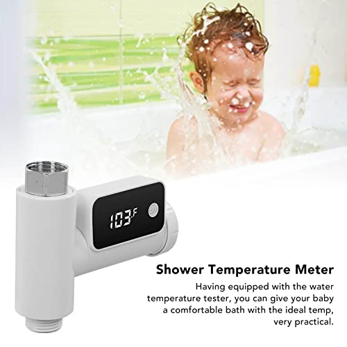Shower Thermometer Bath Water Temperature Meter Tester LED Display G1/2 Read Thermometers for Home Bathroom Kitchen 5℃ to 85℃ (White)