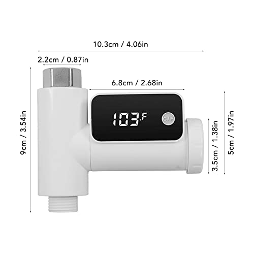 Shower Thermometer Bath Water Temperature Meter Tester LED Display G1/2 Read Thermometers for Home Bathroom Kitchen 5℃ to 85℃ (White)