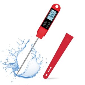dopi instant read meat digital food grade probe thermometer, smart ultra fast with backlight and calibration thermometer for kitchen, outdoor grilling and bbq (red)