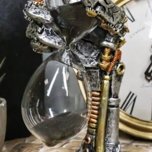 Ebros Gift Chronos Eternity Time Warp Machine Steampunk Robotic Cyborg Hand Gearwork Clockwork Sand Timer with Black Sands Figurine Victorian Industrial Sci Fi Sandtimer Accent Decor