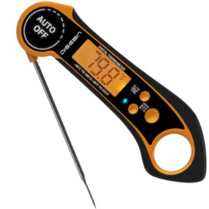 qisebin meat thermometer for cooking, fast & precise grill food thermometer with backlight, magnet, calibration & foldable probe for deep fry, bbq, grill & roast turkey, black, qisebin-safere11-dt-68