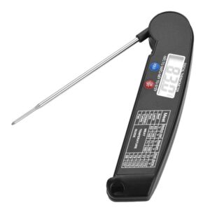 lcd digital food meat thermometer with folding probe turkey fish beef taste selectable kitchen cooking bbq grill temp tester(black)