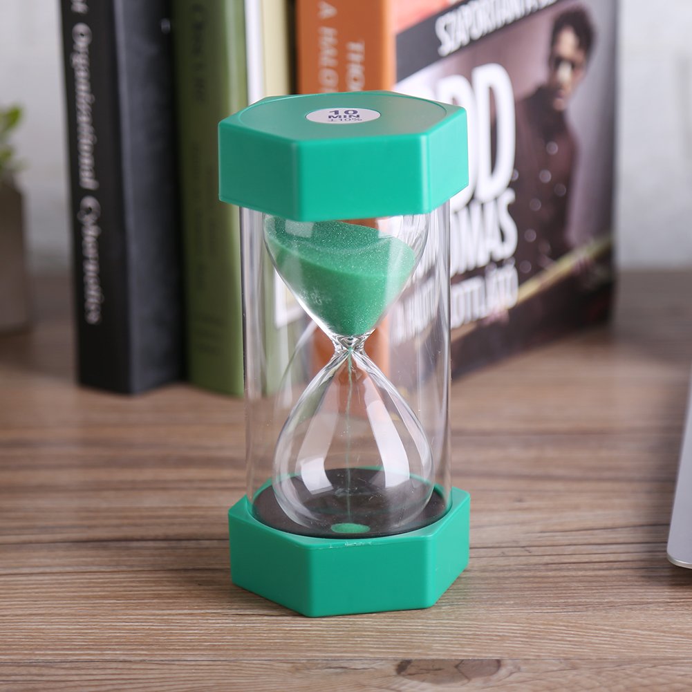 Sand Timer, 3/10/20/30/60 Minutes Hourglass Sand Clock Plastic Blue Sand Watch for Kids Games Classroom Home Office Kitchen Use(10 mins, Green)