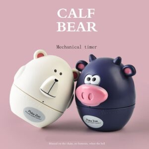 Golandstar Cute Cartoon Cow or Bear Timers 60 Minutes Mechanical Kitchen Cooking Timer Clock Loud Alarm Counters Mini Size Manual Timer (White Bear)