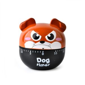 cute cartoon dog machinery timers 60 minutes mechanical kitchen cooking timer clock loud alarm counters manual timer mini size kitchen utensil (brown)