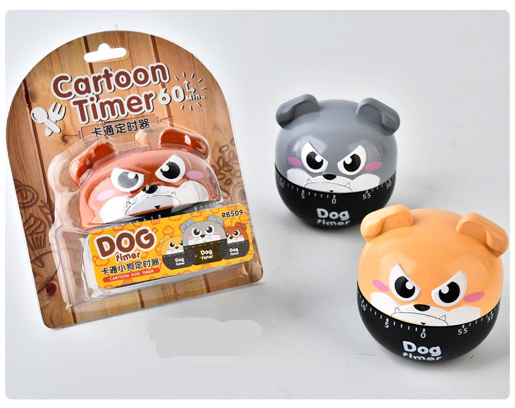 Cute Cartoon Dog Machinery Timers 60 Minutes Mechanical Kitchen Cooking Timer Clock Loud Alarm Counters Manual Timer Mini Size Kitchen Utensil (Brown)