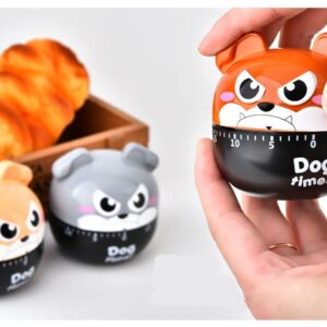 Cute Cartoon Dog Machinery Timers 60 Minutes Mechanical Kitchen Cooking Timer Clock Loud Alarm Counters Manual Timer Mini Size Kitchen Utensil (Brown)