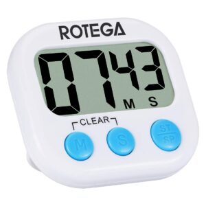 ROTEGA 3 Pack Upgrade Magnetic Digital Kitchen Timer, Auto Shut-Off, Loud Alarm and Volume Adjustable,Strong Magnet Back, Large LCD Display, Premium Count-Up & Count Down for Cooking, Classroom,White