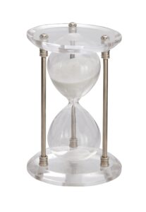 deco 79 the novogratz metal hourglass sand timer with acrylic base, 4" x 4" x 6", silver