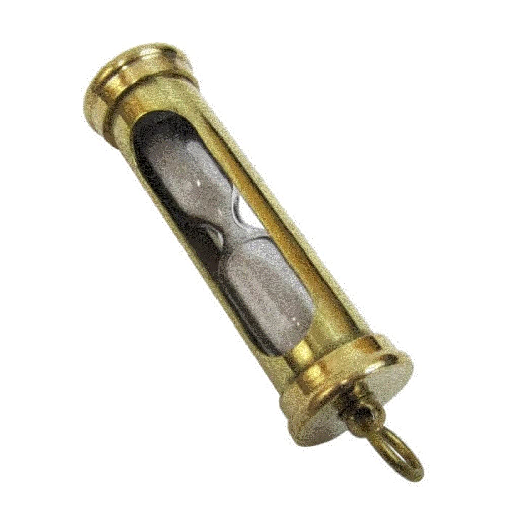 NauticalMart Brass Clock Sand Timer Key Chain 5" pendent Keyring Hour Glass