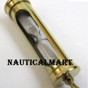 NauticalMart Brass Clock Sand Timer Key Chain 5" pendent Keyring Hour Glass