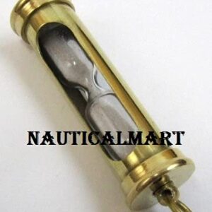 NauticalMart Brass Clock Sand Timer Key Chain 5" pendent Keyring Hour Glass