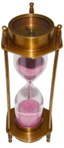 5.75" brass pirate hourglass, nautical maritime decoration with functional 2 minute timer and navigation compasses by sciencepurchase