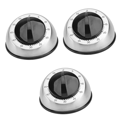 Yardwe 3 pcs Kitchen Timer Steaming Timer Chef Timer Rotating Minute Timer Food Cooking Timer Stainless Steel Baking Timer Boiled Egg Timer Household Child Decorate Metal Inside