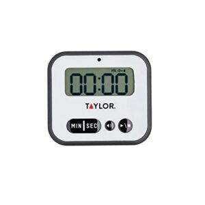 Taylor Pro Extra Loud Kitchen Timer with Alert Light, 5 x 8.5 x 7.5 cm, White,black