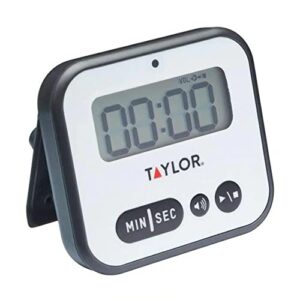 Taylor Pro Extra Loud Kitchen Timer with Alert Light, 5 x 8.5 x 7.5 cm, White,black