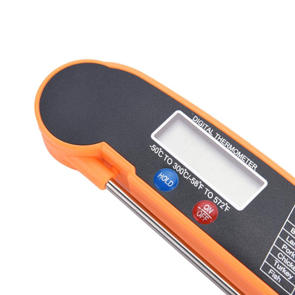 Meat Thermometers Kitchen Cooking Thermometer Digital Multi-Functional Food Thermometer Foldable Thermometer for Grilling BBQ Milk Water Coffee(Orange)