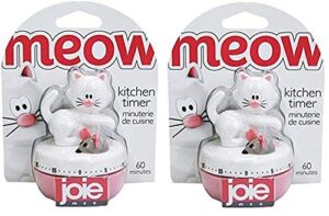 joie meow cat 60-minute kitchen timer home decor products (pack of 2 meow timer)