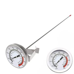 lightbeam 16" long probe deep fry thermometer with pot clip, instant read 2" dial meat bbq cooking oil thermometer for deep fry, grill, turkey, candy, coffee etc