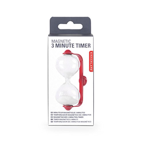 Kikkerland Magnetic 3 Minute Timer, Red