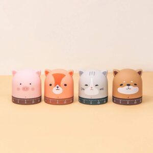 Cartoon Animal Time Manager Mechanical Timers 60 Minutes Machinery Kitchen Gadget Cooking Timer Clock Alarm Counters Manual Timer for Study (Cat)