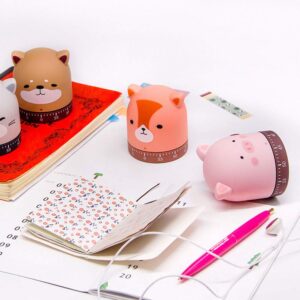 Cartoon Animal Time Manager Mechanical Timers 60 Minutes Machinery Kitchen Gadget Cooking Timer Clock Alarm Counters Manual Timer for Study (Cat)