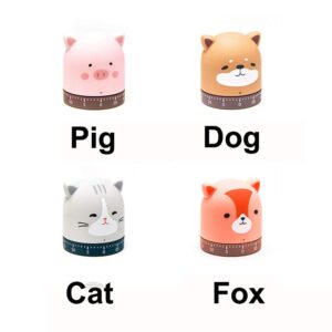 Cartoon Animal Time Manager Mechanical Timers 60 Minutes Machinery Kitchen Gadget Cooking Timer Clock Alarm Counters Manual Timer for Study (Cat)