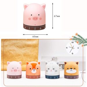 Cartoon Animal Time Manager Mechanical Timers 60 Minutes Machinery Kitchen Gadget Cooking Timer Clock Alarm Counters Manual Timer for Study (Cat)