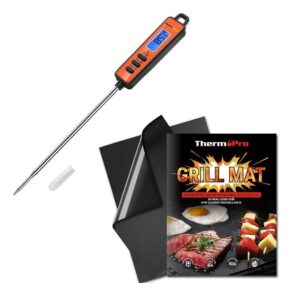 thermopro tp01a digital meat thermometer for cooking+thermopro tp932 bbq grill mat set of 2 grill mats non stick reusable