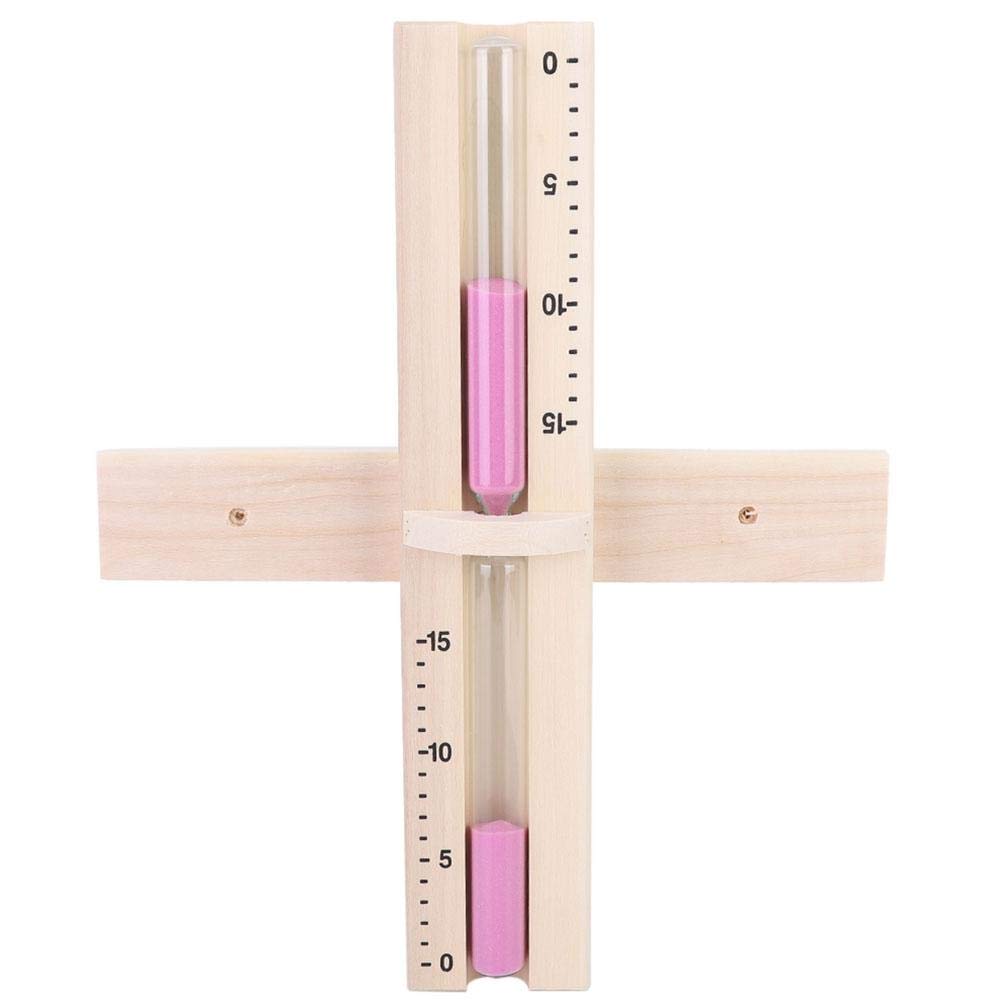 Biitfuu 15 Minutes Wooden Sandglass Timer Wall-Mounted Rotating Hourglass Timer Room Glass Sand Clock with Pink Sands for Sauna Room