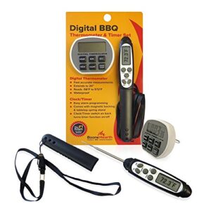 Boone Hearth Digital Food Thermometer/Kitchen Timer/Stopwatch/Clock