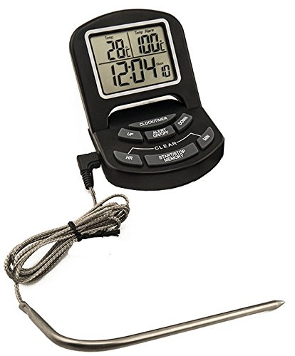 FixtureDisplays® Digital Kitchen Food Meat Cooking Electronic Thermometer Probe for BBQ, Oven, Grill and Smoker with Timer Alarm 16810