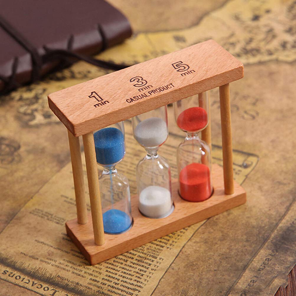 Stocking Stuffer iPhyhe 1/3/5 Minute Tea Egg Timer Hourglass with Wooden Frame