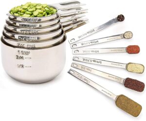 measuring cups and spoons set of 12 stainless steel for cooking & baking