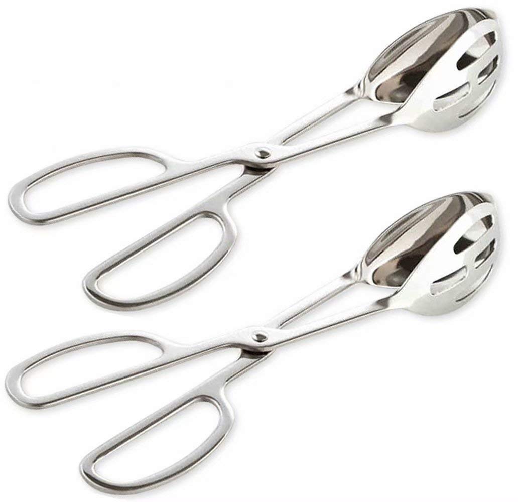 KEBE 2-PACK Serving Tongs for Buffet Party Catering .Thickening Food Serving Tongs Salad / Cake / Bread Tongs Kitchen Tongs, Stainless Steel