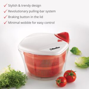 MUELLER Large 5L Salad Spinner Vegetable Washer with Bowl, Anti-Wobble Tech, Lockable Colander Basket and Smart Lock Lid - Lettuce Washer and Dryer - Easy Water Drain System