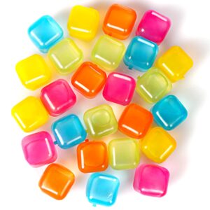 Reusable Plastic Ice Cubes 25 Pack Colorful Refreezable Ice Cubes for drinks, Whiskey, Vodka or Coffee, Washable Non-Melting Ice Cubes Non-Diluting