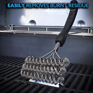 Kona Safe/Clean Grill Brush and Flat Scraper - Speed/Scrape Fits Weber Gas Grills, Flat & Round BBQ Grill Grates - Bristle Free Grill Cleaning - 100% Rust Resistant Stainless Steel