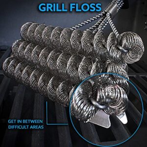 Kona Safe/Clean Grill Brush and Flat Scraper - Speed/Scrape Fits Weber Gas Grills, Flat & Round BBQ Grill Grates - Bristle Free Grill Cleaning - 100% Rust Resistant Stainless Steel