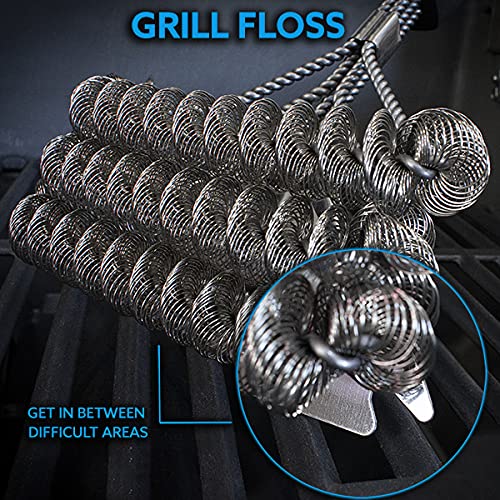 Kona Safe/Clean Grill Brush and Flat Scraper - Speed/Scrape Fits Weber Gas Grills, Flat & Round BBQ Grill Grates - Bristle Free Grill Cleaning - 100% Rust Resistant Stainless Steel