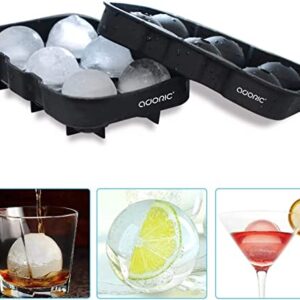 Ice Cube Tray, Large Square Ice Tray and Sphere Ice Ball Maker with Lid for Whiskey, Reusable and BPA Free (Silicone Ice Cube Molds Set of 2)