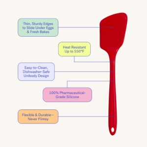 GIR: Get It Right - Premium Ultimate Silicone Spatula Turner - 12.6" x 3.0"x 0.7"- Seamless One Piece Design, Nonstick & Heat Resistant, Rubber Spatula, Baking & Cooking, BPA-Free - Vincent