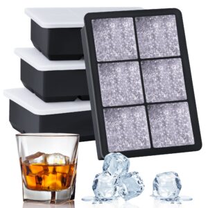 kootek ice cube trays with lid (set of 4), silicone large square ice cube maker ice cube molds for whiskey, cocktails and homemade freezer