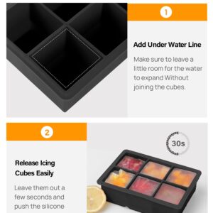 Kootek Ice Cube Trays with Lid (Set of 4), Silicone Large Square Ice Cube Maker Ice Cube Molds for Whiskey, Cocktails and Homemade Freezer